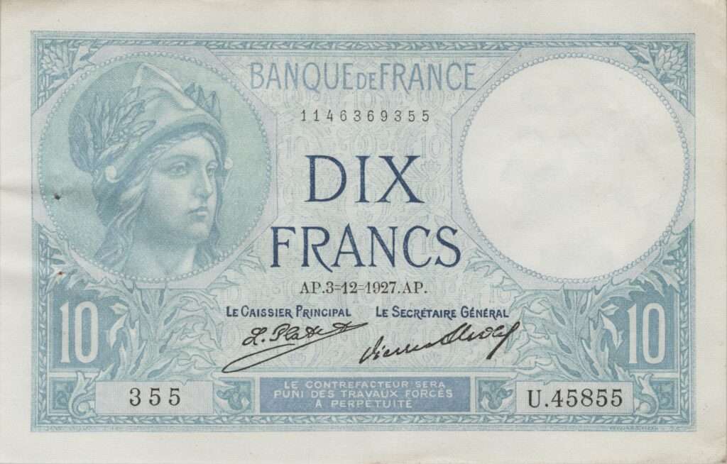 FRANCE billet de 10 Francs Minerve 03-12-1927