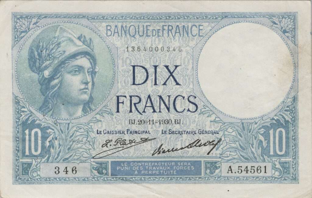 FRANCE billet de 10 Francs Minerve 20-11-1930