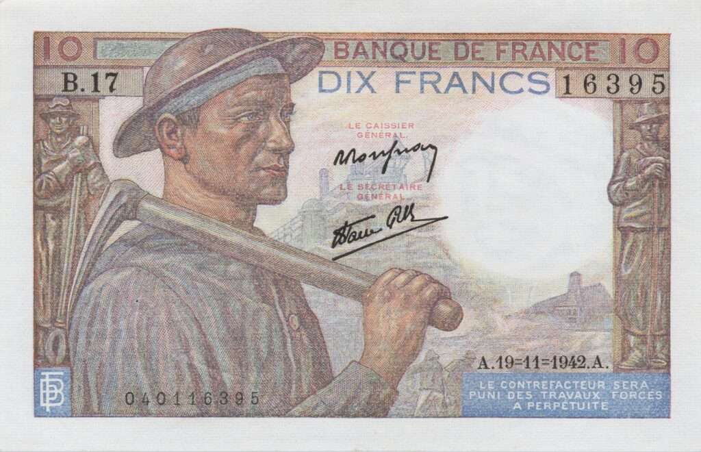 FRANCE billet de 10 Francs Mineur 19-11-1942