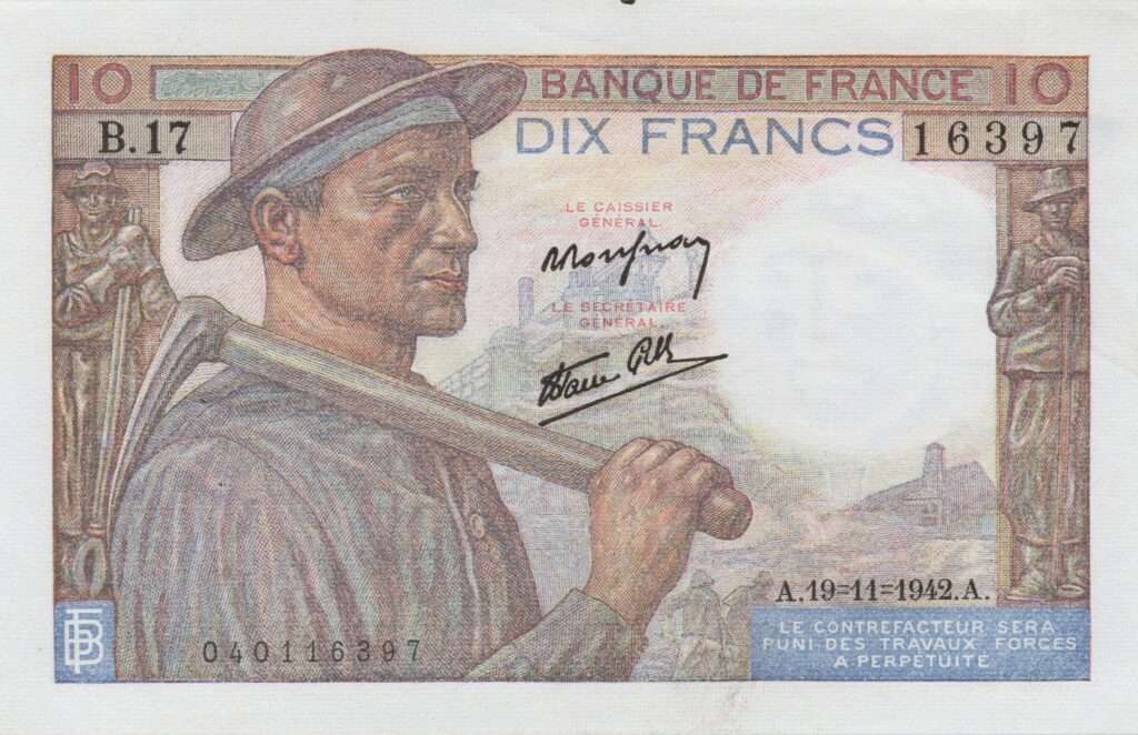 FRANCE billet de 10 Francs Mineur 19-11-1942