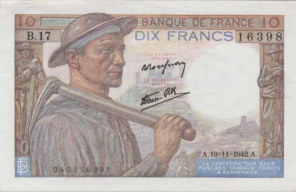 FRANCE billet de 10 Francs Mineur 19-11-1942