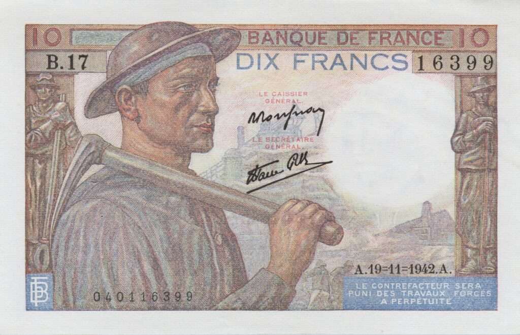 FRANCE billet de 10 Francs Mineur 19-11-1942