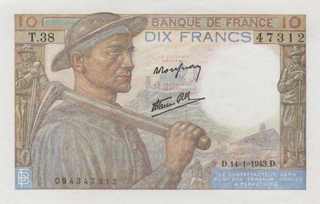 FRANCE billet de 10 Francs Mineur 14-01-1943