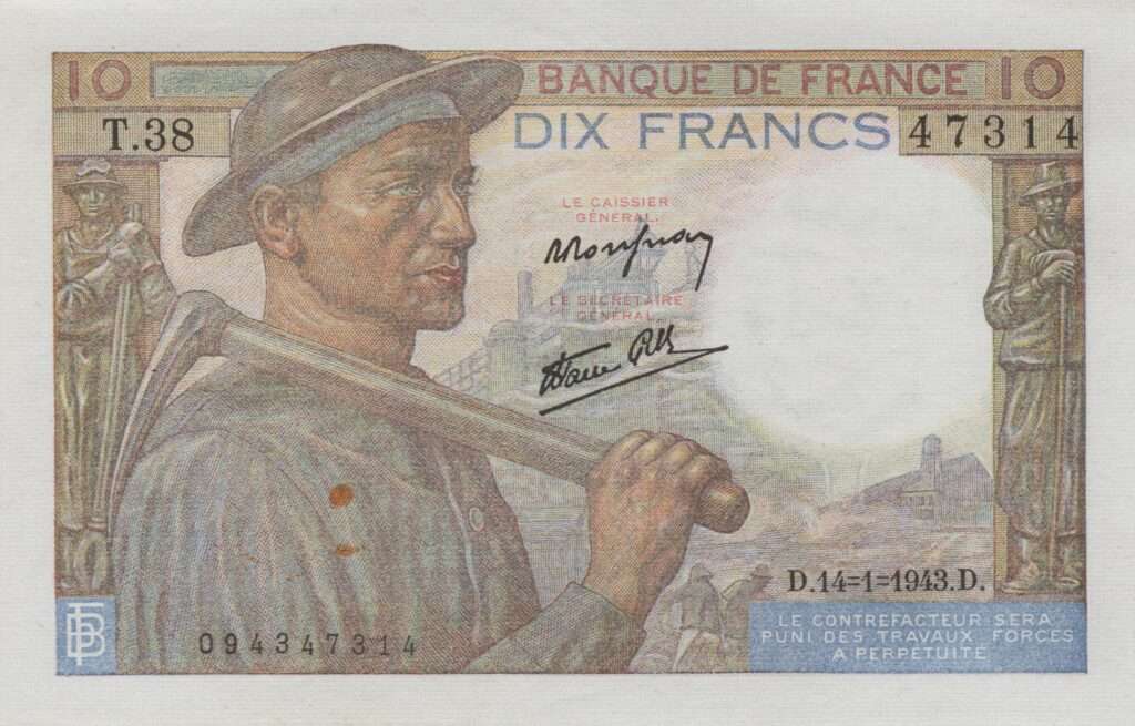 FRANCE billet de 10 Francs Mineur 14-01-1943