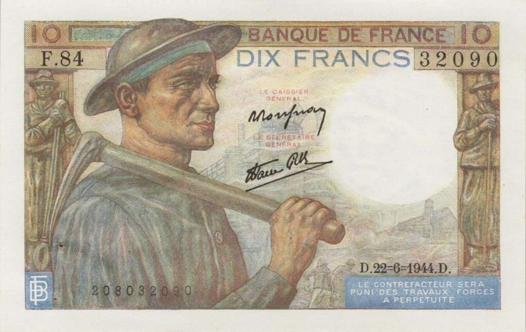 FRANCE billet de 10 Francs Mineur 22-06-1944