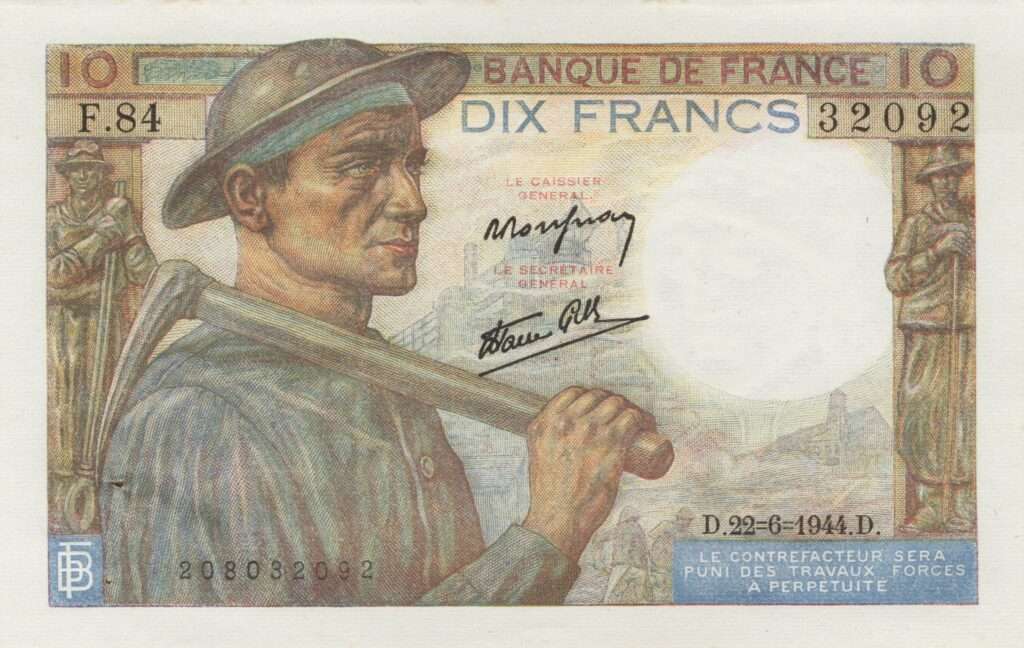 FRANCE billet de 10 Francs Mineur 22-06-1944