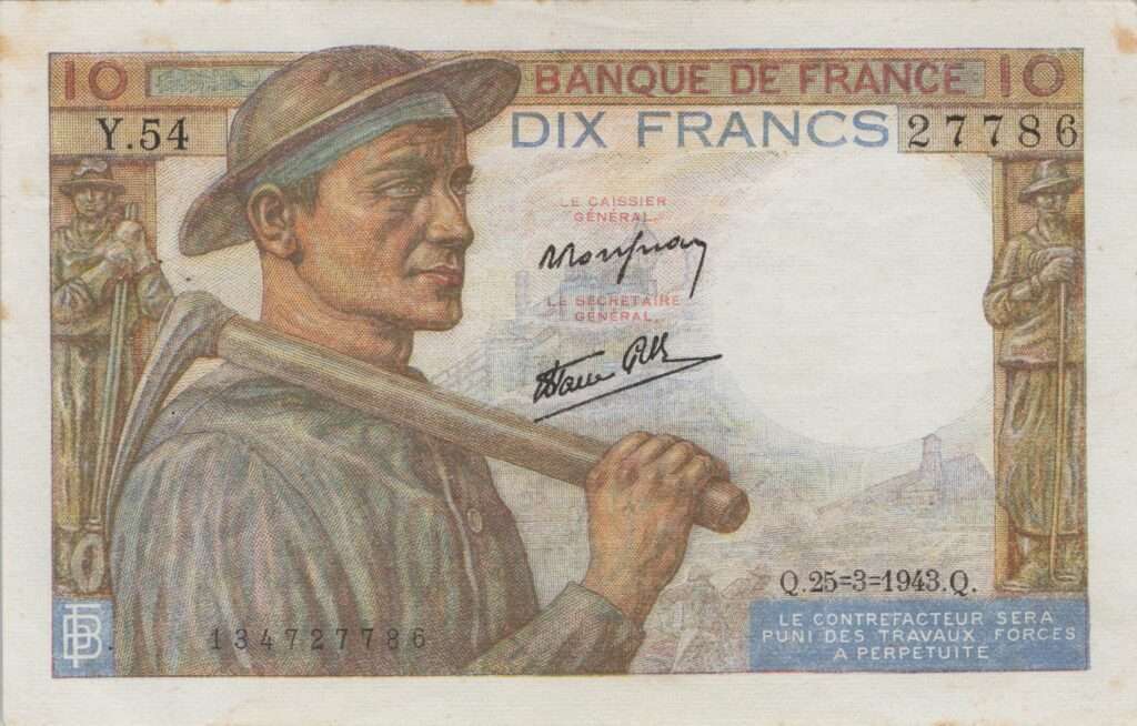 FRANCE billet de 10 Francs Mineur 25-03-1943