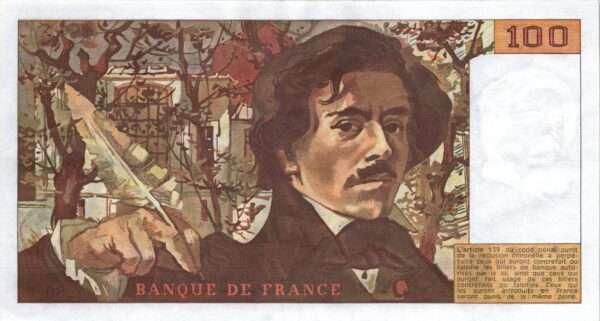 FRANCE billet de 100 Francs Delacroix 1984 – Image 2