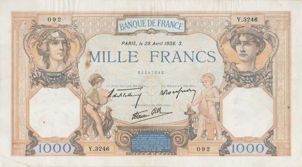 FRANCE billet de 1.000 Francs Cérès et Mercure 28-04-1938