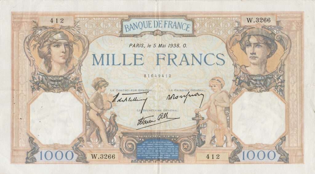 FRANCE billet de 1.000 Francs Cérès et Mercure 05-05-1938