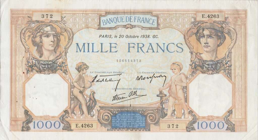 FRANCE billet de 1.000 Francs Cérès et Mercure 20-10-1938