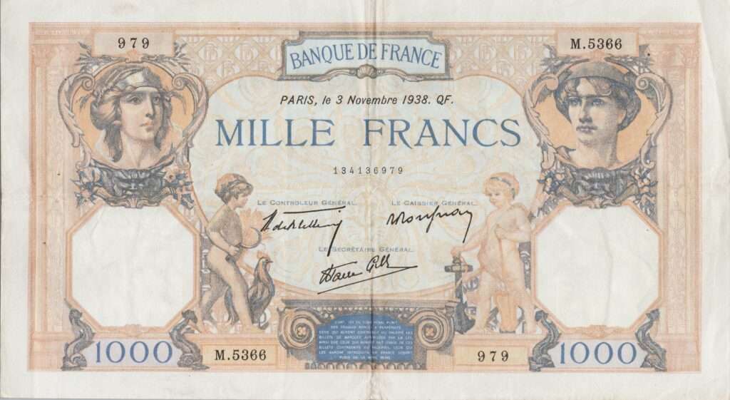 FRANCE billet de 1.000 Francs Cérès et Mercure 03-11-1938