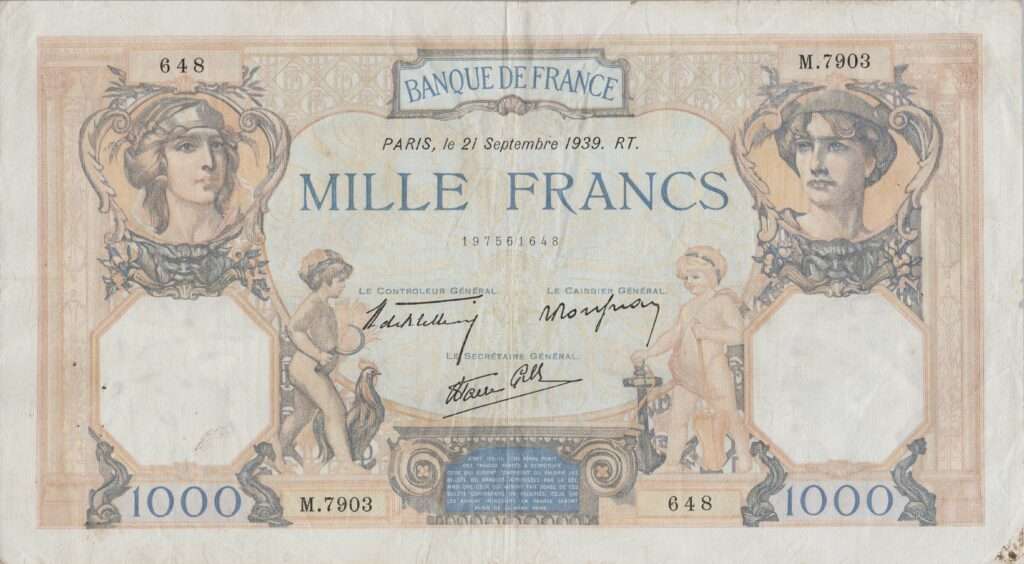 FRANCE billet de 1.000 Francs Cérès et Mercure 21-09-1939