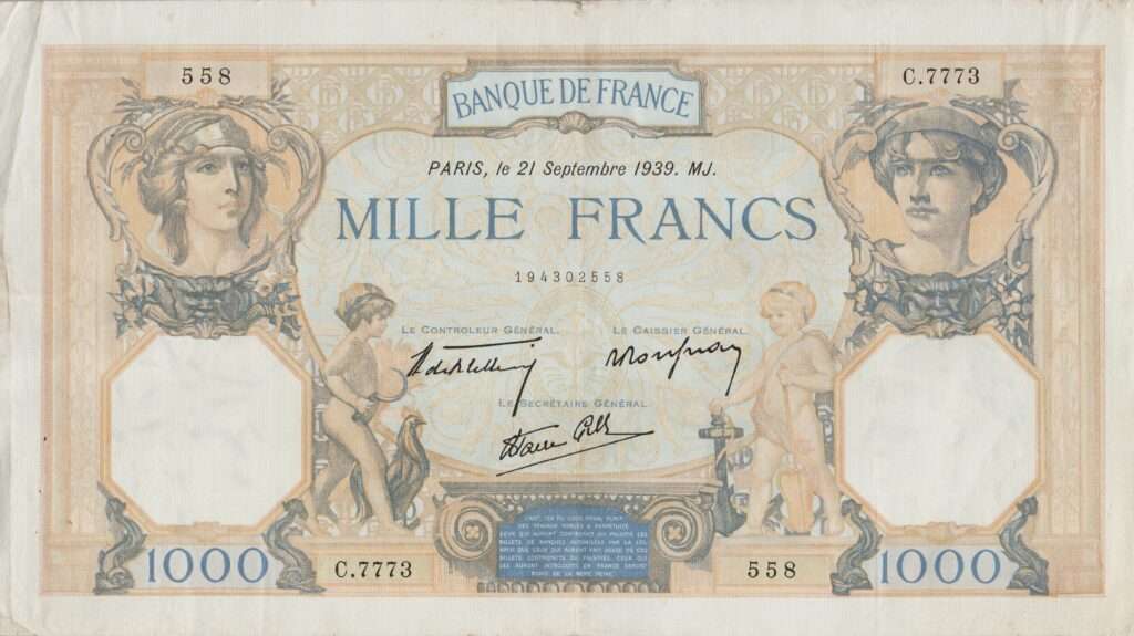 FRANCE billet de 1.000 Francs Cérès et Mercure 21-09-1939