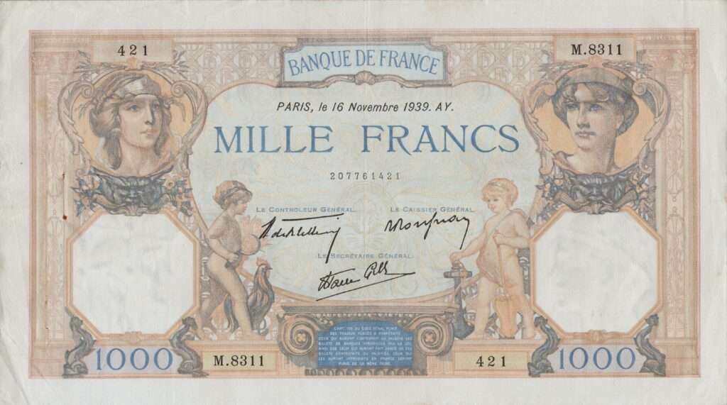 FRANCE billet de 1.000 Francs Cérès et Mercure 16-11-1939