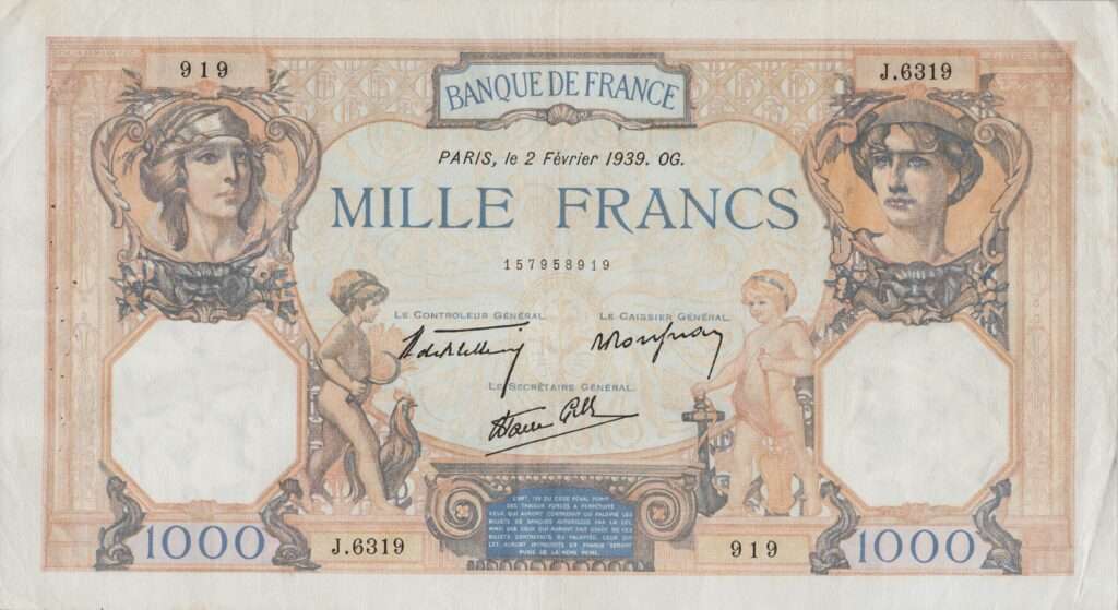 FRANCE billet de 1.000 Francs Cérès et Mercure 02-02-1939