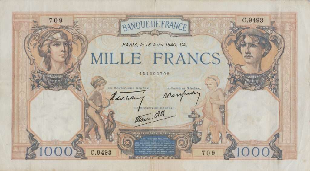 FRANCE billet de 1.000 Francs Cérès et Mercure 18-04-1940