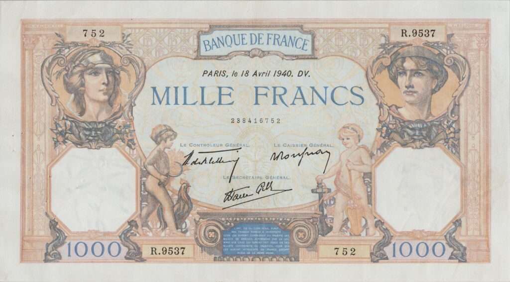 FRANCE billet de 1.000 Francs Cérès et Mercure 18-04-1940