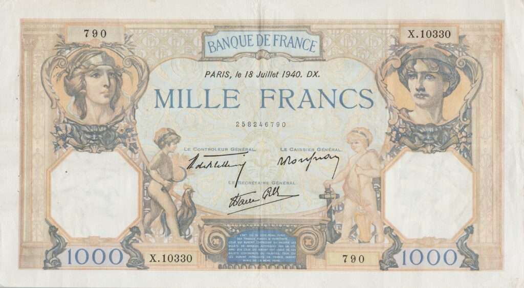 FRANCE billet de 1.000 Francs Cérès et Mercure 18-07-1940