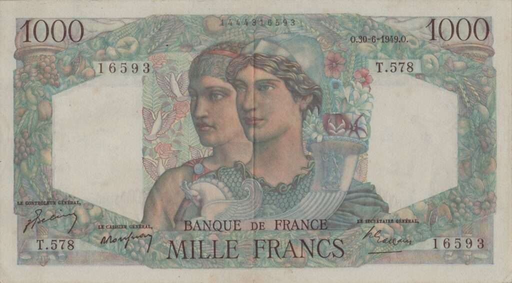 FRANCE billet de 1.000 Francs Minerve et Hercule 30-06-1949