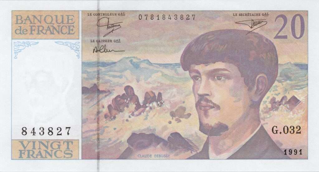 FRANCE billet de 20 Francs Claude Debussy 1991 à fil de sécurité