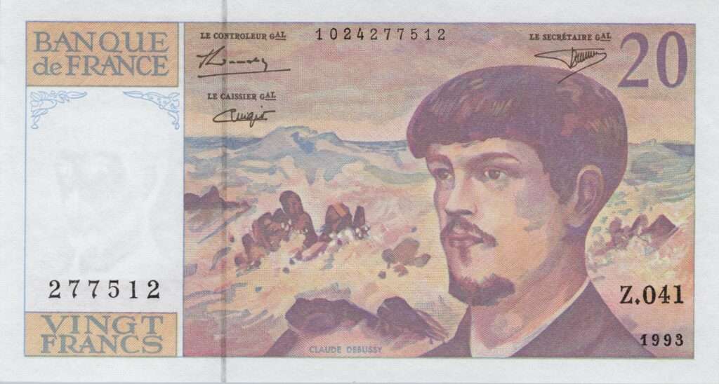 FRANCE billet de 20 Francs Claude Debussy 1993 à fil de sécurité