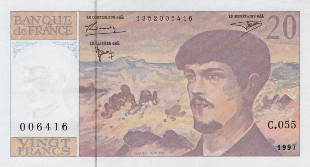 FRANCE billet de 20 Francs Claude Debussy 1997 modidié