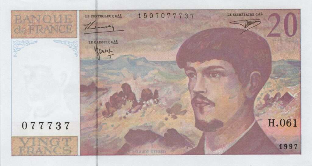 FRANCE billet de 20 Francs Claude Debussy 1997 modifié