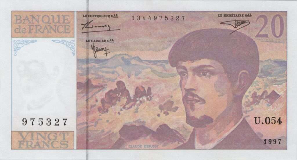 FRANCE billet de 20 Francs Claude Debussy 1997 modidié